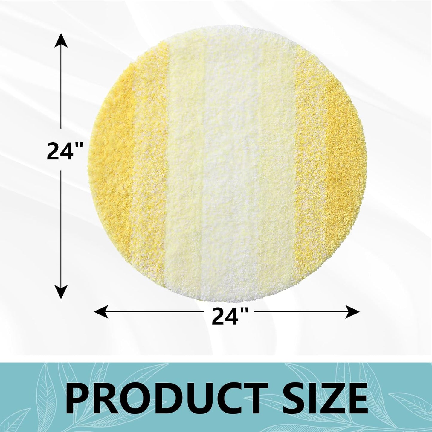 Microfiber Bathroom Rugs, Shaggy Soft and Absorbent Bath Rug, Thick Plush Machine Washable Dry Bath Mats for Bathroom, Tub and Shower, 24x24, Yellow, Round
