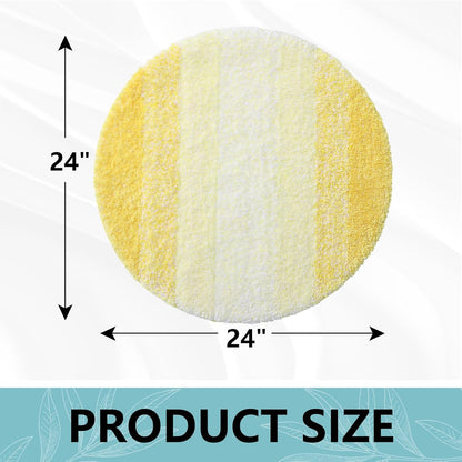 Microfiber Bathroom Rugs, Shaggy Soft and Absorbent Bath Rug, Thick Plush Machine Washable Dry Bath Mats for Bathroom, Tub and Shower, 24x24, Yellow, Round