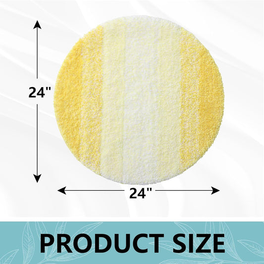 Microfiber Bathroom Rugs, Shaggy Soft and Absorbent Bath Rug, Thick Plush Machine Washable Dry Bath Mats for Bathroom, Tub and Shower, 24x24, Yellow, Round