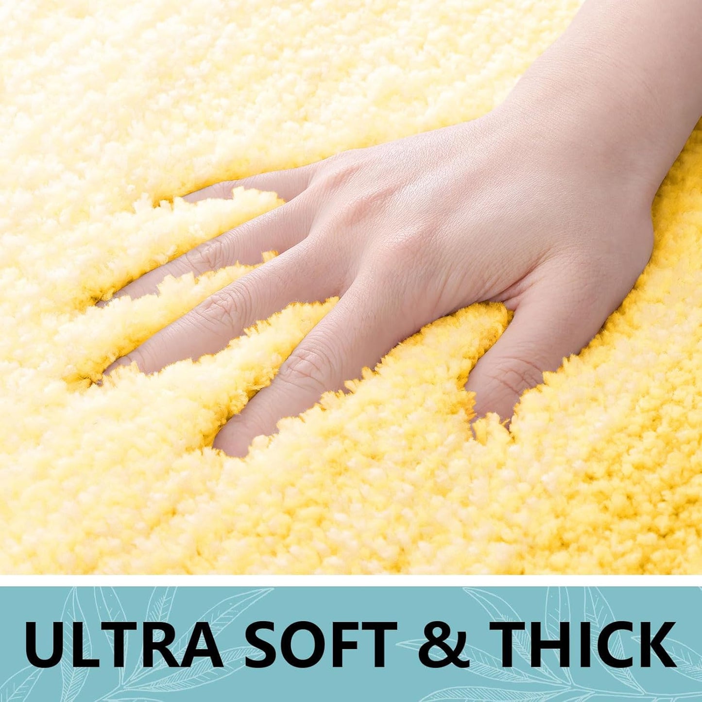 Microfiber Bathroom Rugs, Shaggy Soft and Absorbent Bath Rug, Thick Plush Machine Washable Dry Bath Mats for Bathroom, Tub and Shower, 24x24, Yellow, Round
