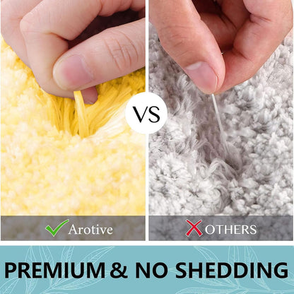Microfiber Bathroom Rugs, Shaggy Soft and Absorbent Bath Rug, Thick Plush Machine Washable Dry Bath Mats for Bathroom, Tub and Shower, 24x24, Yellow, Round