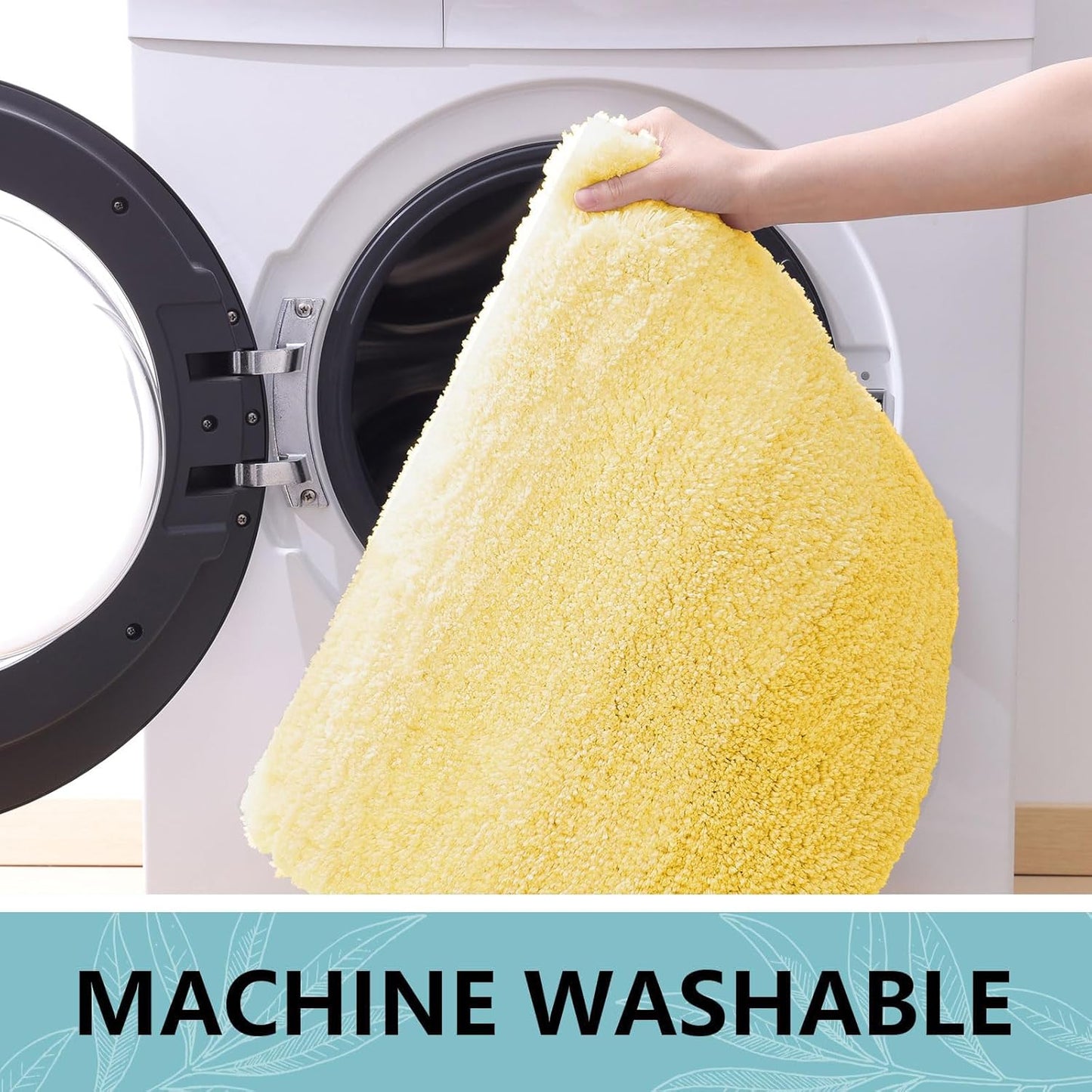 Microfiber Bathroom Rugs, Shaggy Soft and Absorbent Bath Rug, Thick Plush Machine Washable Dry Bath Mats for Bathroom, Tub and Shower, 24x24, Yellow, Round