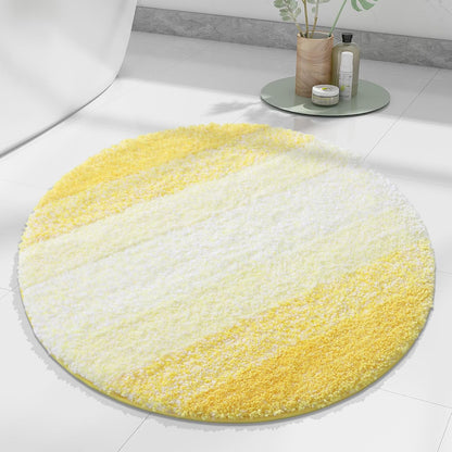 Microfiber Bathroom Rugs, Shaggy Soft and Absorbent Bath Rug, Thick Plush Machine Washable Dry Bath Mats for Bathroom, Tub and Shower, 24x24, Yellow, Round