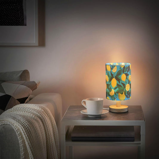Bedside Table Lamp Lemon Yellow Citrus Fruits (68) Kids Nightstand Lamp Night Light Fabric Shade for Bedroom Living Room Home Office