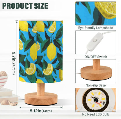 Bedside Table Lamp Lemon Yellow Citrus Fruits (68) Kids Nightstand Lamp Night Light Fabric Shade for Bedroom Living Room Home Office
