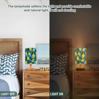 Bedside Table Lamp Lemon Yellow Citrus Fruits (68) Kids Nightstand Lamp Night Light Fabric Shade for Bedroom Living Room Home Office