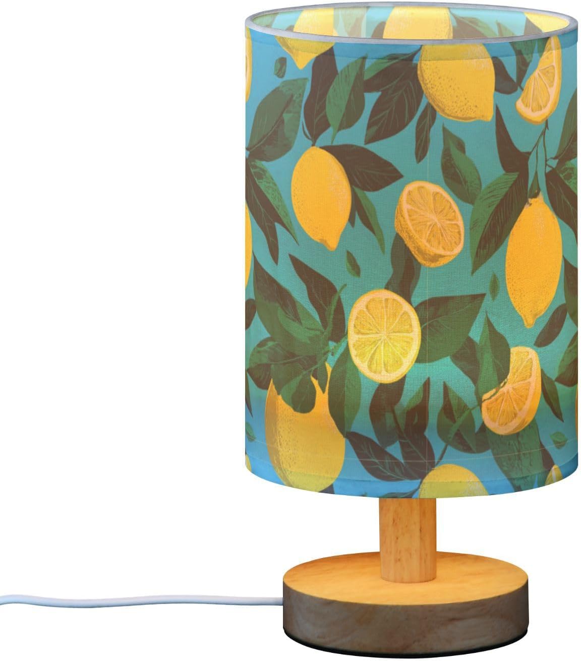 Bedside Table Lamp Lemon Yellow Citrus Fruits (68) Kids Nightstand Lamp Night Light Fabric Shade for Bedroom Living Room Home Office