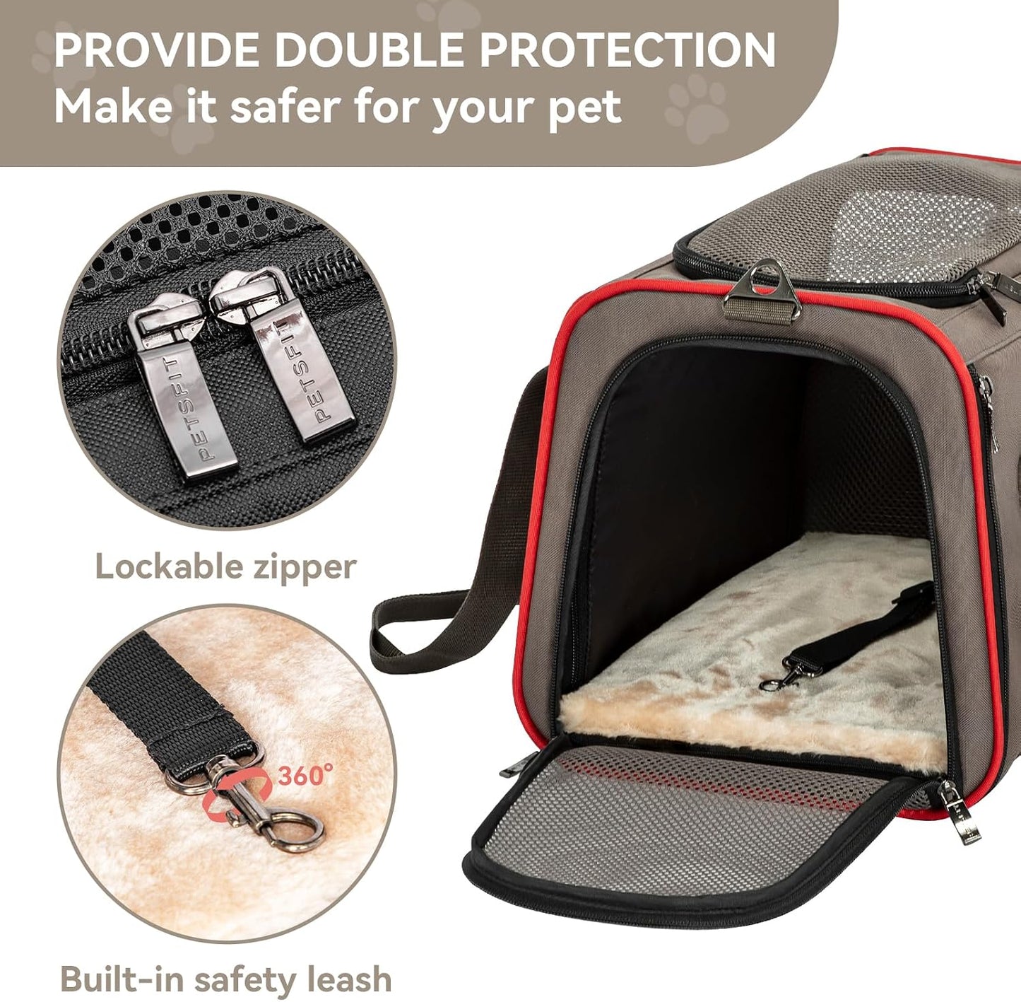 Expandable Cat Carrier Dog Carriers,Airline Approved Soft-Sided Portable Pet Travel Washable Carrier for Kittens,Puppies,Removable Soft Plush mat and Pockets,Locking Safety Zippers