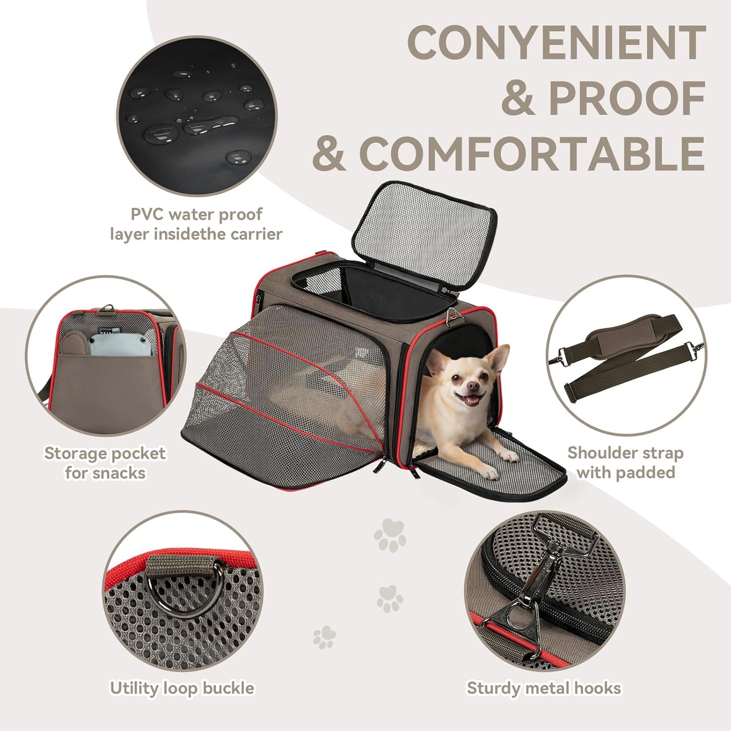 Expandable Cat Carrier Dog Carriers,Airline Approved Soft-Sided Portable Pet Travel Washable Carrier for Kittens,Puppies,Removable Soft Plush mat and Pockets,Locking Safety Zippers