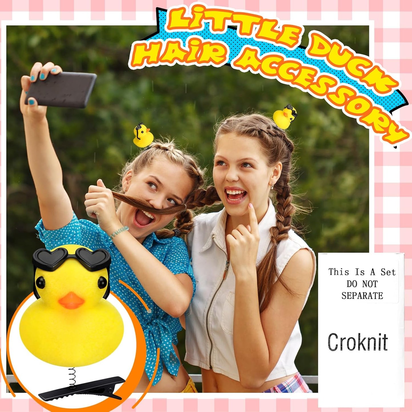 12 Pcs Duck Hair Clips Cute Festival Rave Sprouts Yellow Duck Hairpin Kawaii Cartoon Hair Accessories for Kids Adults Back to School Christmas Summer Party Props(Sunglasses Style)
