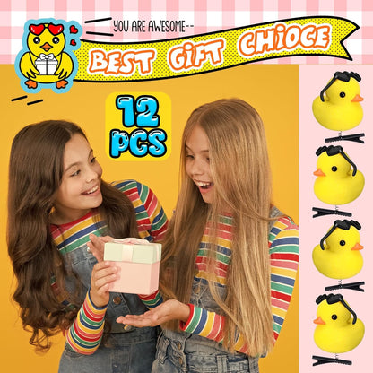 12 Pcs Duck Hair Clips Cute Festival Rave Sprouts Yellow Duck Hairpin Kawaii Cartoon Hair Accessories for Kids Adults Back to School Christmas Summer Party Props(Sunglasses Style)