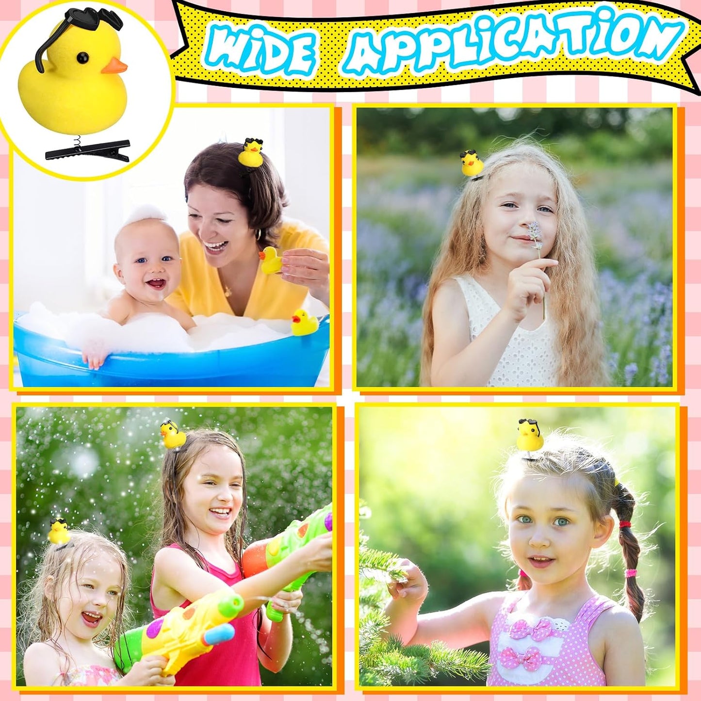 12 Pcs Duck Hair Clips Cute Festival Rave Sprouts Yellow Duck Hairpin Kawaii Cartoon Hair Accessories for Kids Adults Back to School Christmas Summer Party Props(Sunglasses Style)