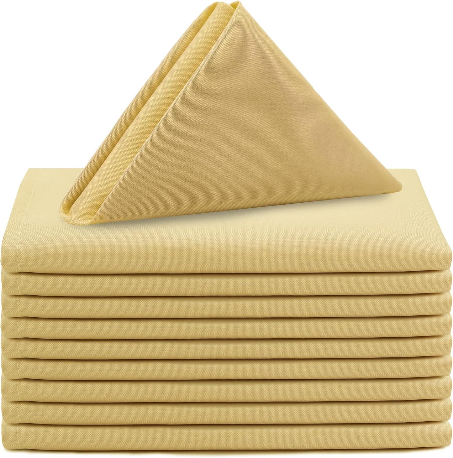 Cloth Polyester Napkins, 20 x 20 Inch, Washable Dinner Fabric Linen Napkins with Hemmed Edges for Restaurant, Wedding and Holiday Pack of 10 (Pastel Yellow)