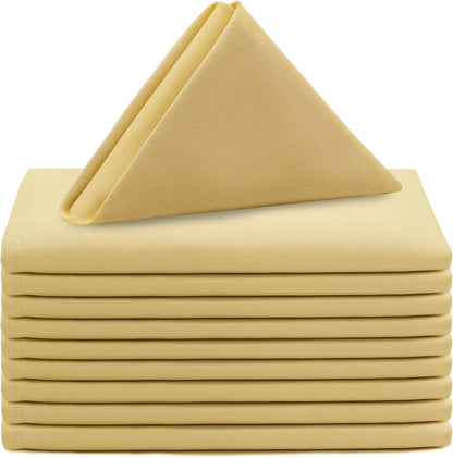 Cloth Polyester Napkins, 20 x 20 Inch, Washable Dinner Fabric Linen Napkins with Hemmed Edges for Restaurant, Wedding and Holiday Pack of 10 (Pastel Yellow)