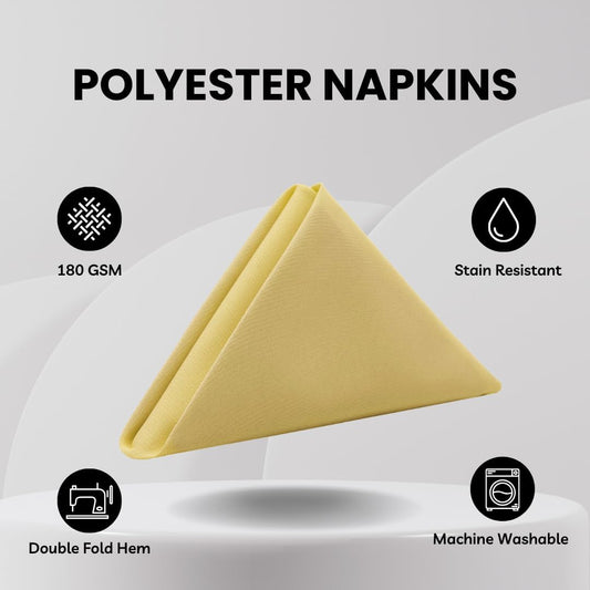 Cloth Polyester Napkins, 20 x 20 Inch, Washable Dinner Fabric Linen Napkins with Hemmed Edges for Restaurant, Wedding and Holiday Pack of 10 (Pastel Yellow)