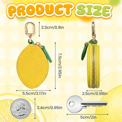 Cute Fruit Coin Purse Keychain, Mini Leather Bag Charms, Handbag, Backpack Kawaii Strawberry Lemon Charms Accessories Gift for Girls Women