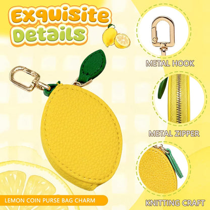 Cute Fruit Coin Purse Keychain, Mini Leather Bag Charms, Handbag, Backpack Kawaii Strawberry Lemon Charms Accessories Gift for Girls Women