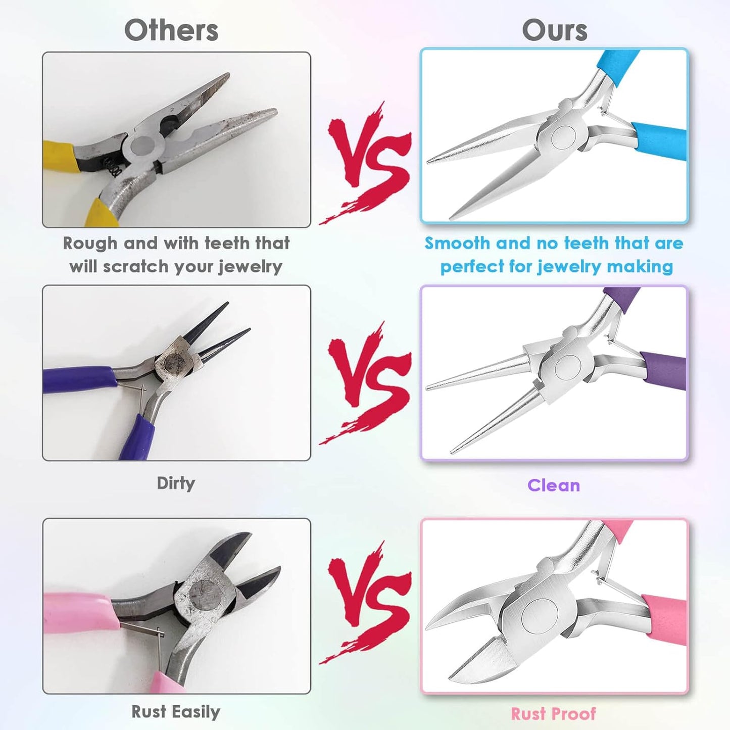 3pcs Jewelry Making Plier Tools with Needle/Chain/Round Nose Pliers and Wire Cutter for Jewelry Repair, Wire Wrapping, Crafts, Jewelry Making Supplies