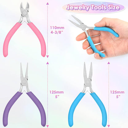 3pcs Jewelry Making Plier Tools with Needle/Chain/Round Nose Pliers and Wire Cutter for Jewelry Repair, Wire Wrapping, Crafts, Jewelry Making Supplies