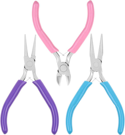 3pcs Jewelry Making Plier Tools with Needle/Chain/Round Nose Pliers and Wire Cutter for Jewelry Repair, Wire Wrapping, Crafts, Jewelry Making Supplies