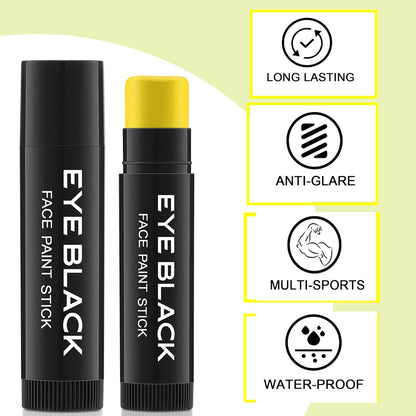 Yellow Eye Black Stick for Baseball Football Softball Lacrosse, Anti-Glare Under Eye Grease Stick for Athletes Sports Training, Sports Eye Black (Yellow)
