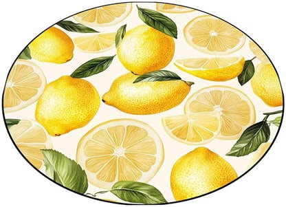Lemon Yellow Round Area Rug Summer Farm Indoor Doormat Non-Slip Circluar Welcome Floor Mat Decoration Comfy Bath Rugs for Home Bedroom Living Room Carpet Home Decor 31 * 31inch/80 * 80cm