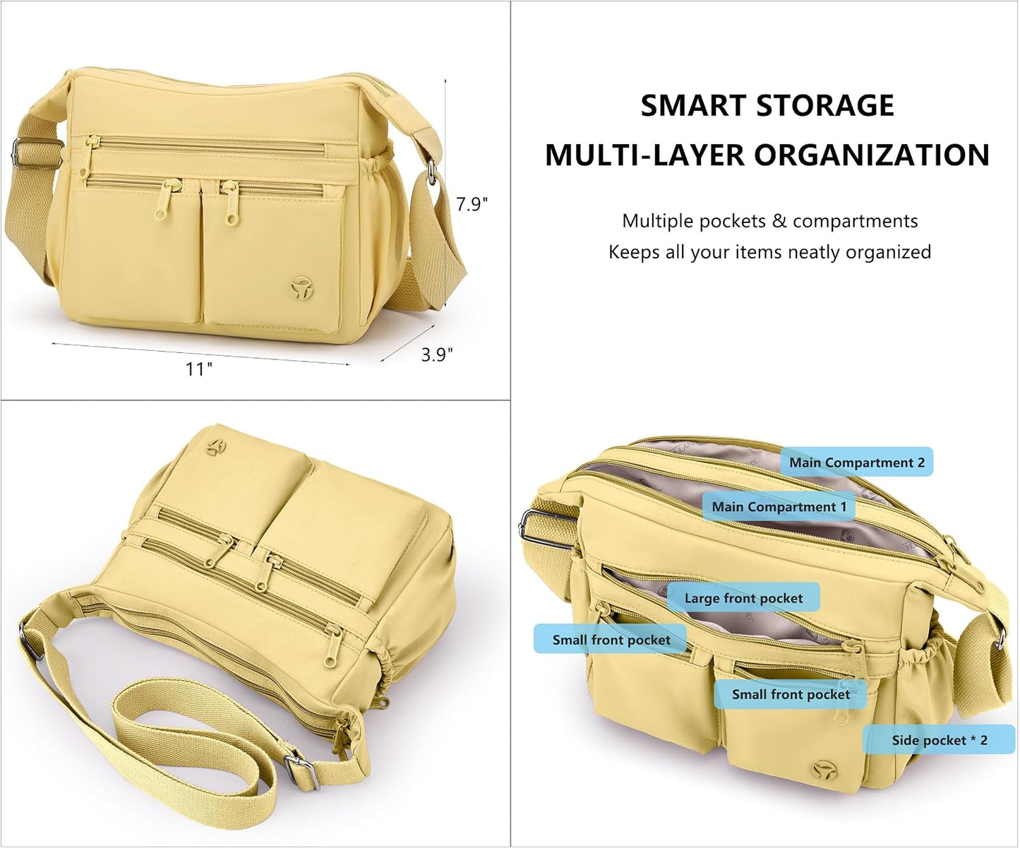 Women Shoulder Handbag Roomy Multiple Pockets Bag Ladies Crossbody Purse Fashion Trendy Pocketbooks