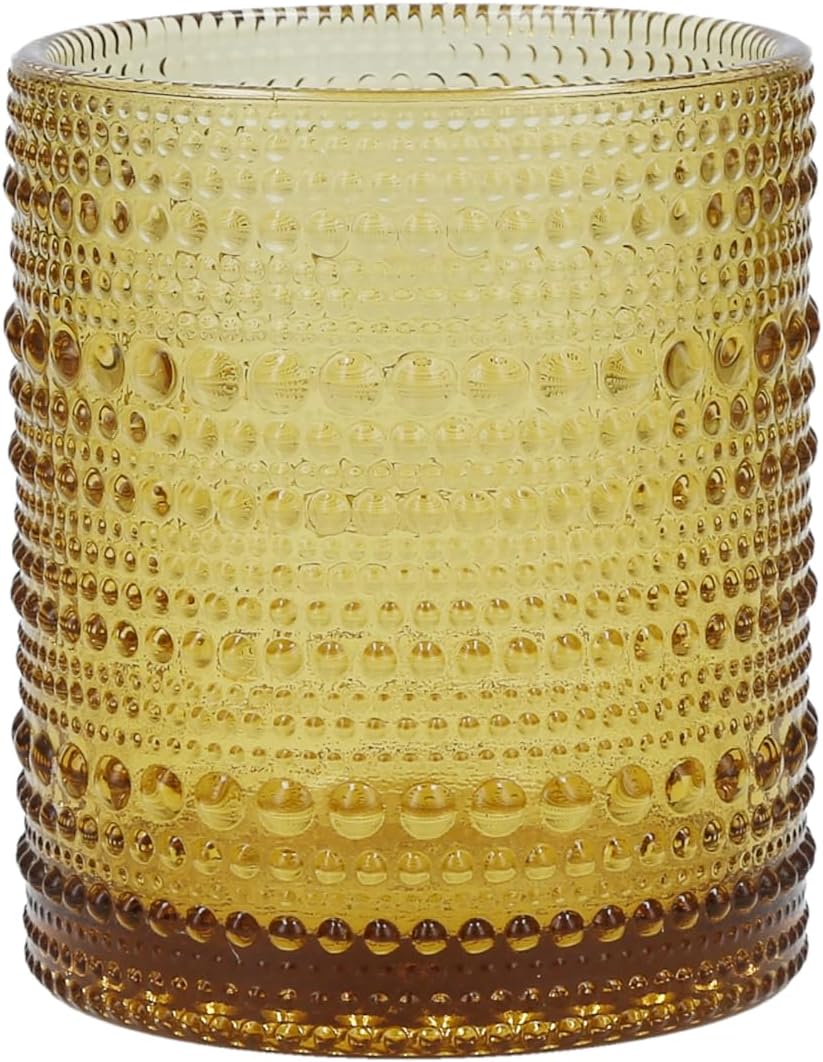 Jupiter Beaded Hobnail Glass, 10 Ounce Double Old Fashioned (Set of 6), Amber