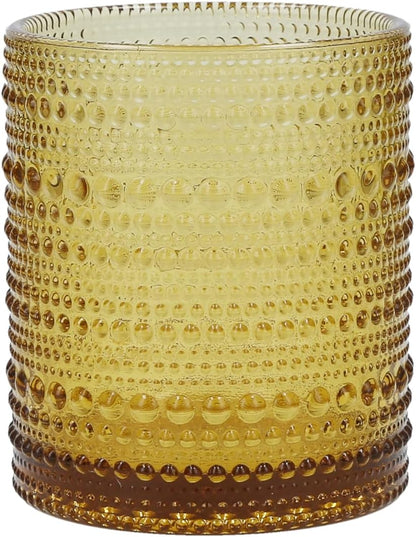 Jupiter Beaded Hobnail Glass, 10 Ounce Double Old Fashioned (Set of 6), Amber