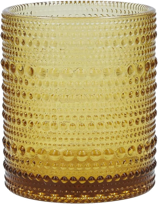 Jupiter Beaded Hobnail Glass, 10 Ounce Double Old Fashioned (Set of 6), Amber