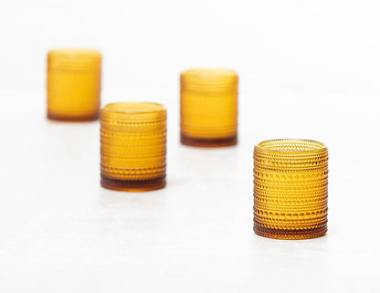 Jupiter Beaded Hobnail Glass, 10 Ounce Double Old Fashioned (Set of 6), Amber