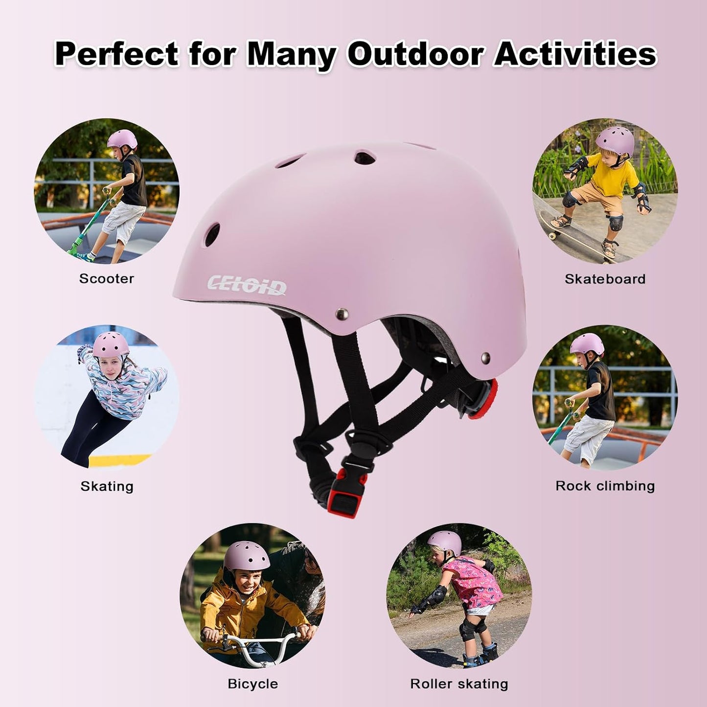Kids Bike Helmet,Toddler Skateboard Helmets for Ages 2-3-5-8-14 Years Boys Girls，Adjustable Multi-Sport Bicycle Skateboarding Football Roller Skating Scooter Rollerblade Balance Bike Helmet