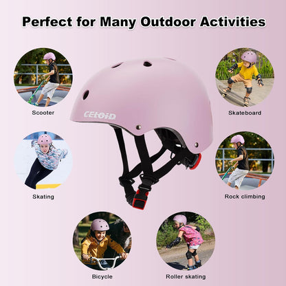 Kids Bike Helmet,Toddler Skateboard Helmets for Ages 2-3-5-8-14 Years Boys Girls，Adjustable Multi-Sport Bicycle Skateboarding Football Roller Skating Scooter Rollerblade Balance Bike Helmet