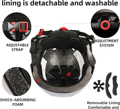 Kids Bike Helmet,Toddler Skateboard Helmets for Ages 2-3-5-8-14 Years Boys Girls，Adjustable Multi-Sport Bicycle Skateboarding Football Roller Skating Scooter Rollerblade Balance Bike Helmet