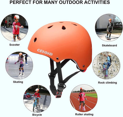 Kids Bike Helmet,Toddler Skateboard Helmets for Ages 2-3-5-8-14 Years Boys Girls，Adjustable Multi-Sport Bicycle Skateboarding Football Roller Skating Scooter Rollerblade Balance Bike Helmet