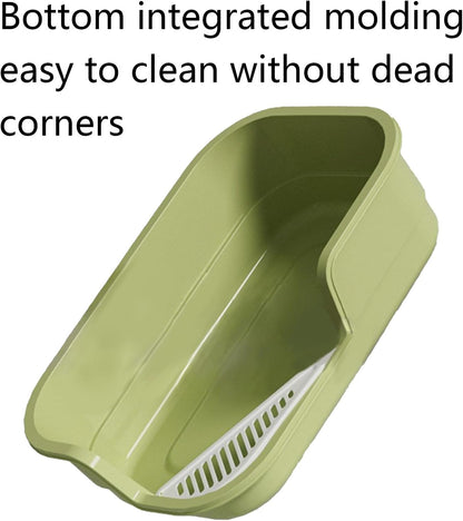 49cm Semi Enclosed Extra Large Cat Litter Trays with High Sides, Deep Toilet Loo Adult Cats Litter Box, Plastic Easy Clean Extra Large Cat Litter for Indoor Pet Potty Yellow