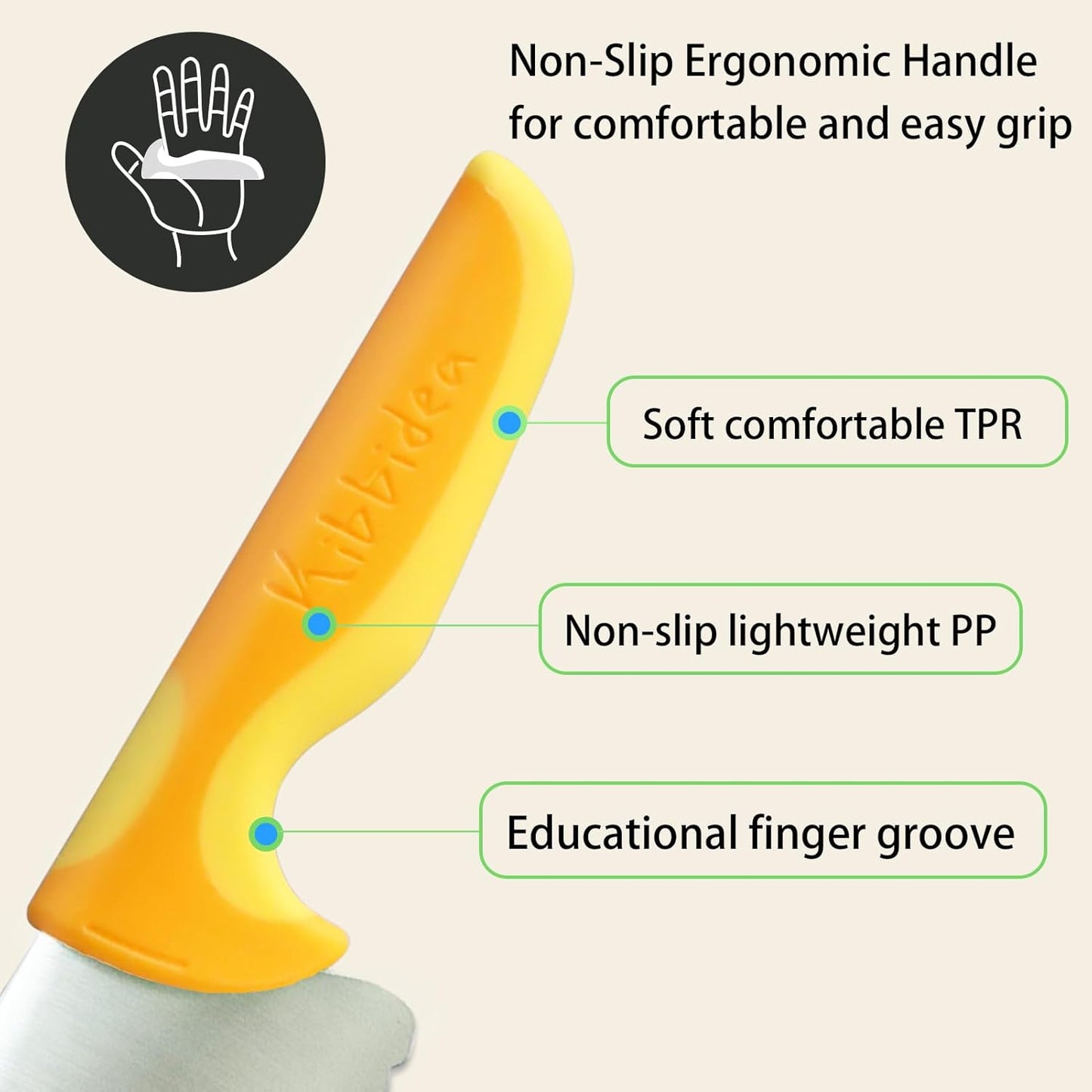 4 Pcs Kids Knife Set - Round Tip, BPA-free Stainless Steel Chef Knife for Real Cooking (Yellow)