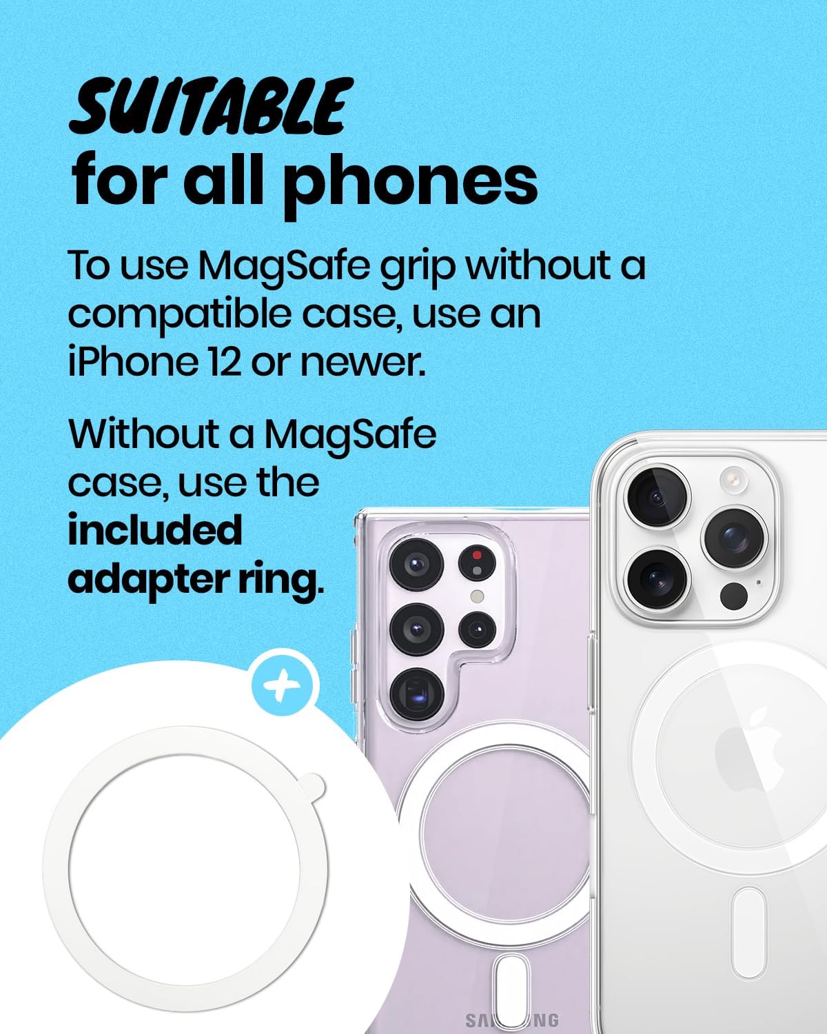 OnTheGrip Compatible with Magsafe Magnetic Cute Solid Color Daisy Flower Design Collapsible Mobile Phone Grip Stand Holder for Smartphone Tablet Cell Phone Accessory (Yellow)