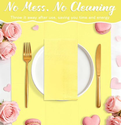 50 Pieces Yellow Dinner Napkins 3-ply Guest Bathroom Napkins Disposable Hand Towels for Bathroom Wedding Birthday Party Yellow Paper Dinner Napkin