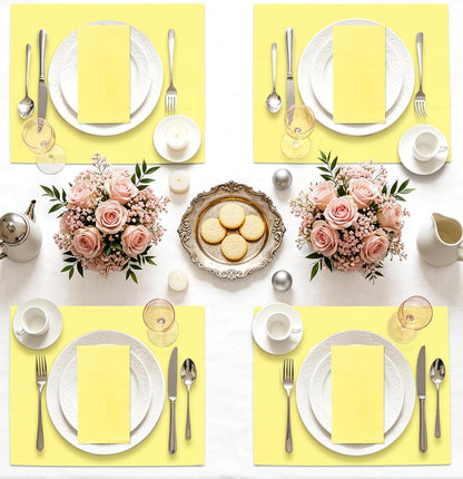 50 Pieces Yellow Dinner Napkins 3-ply Guest Bathroom Napkins Disposable Hand Towels for Bathroom Wedding Birthday Party Yellow Paper Dinner Napkin