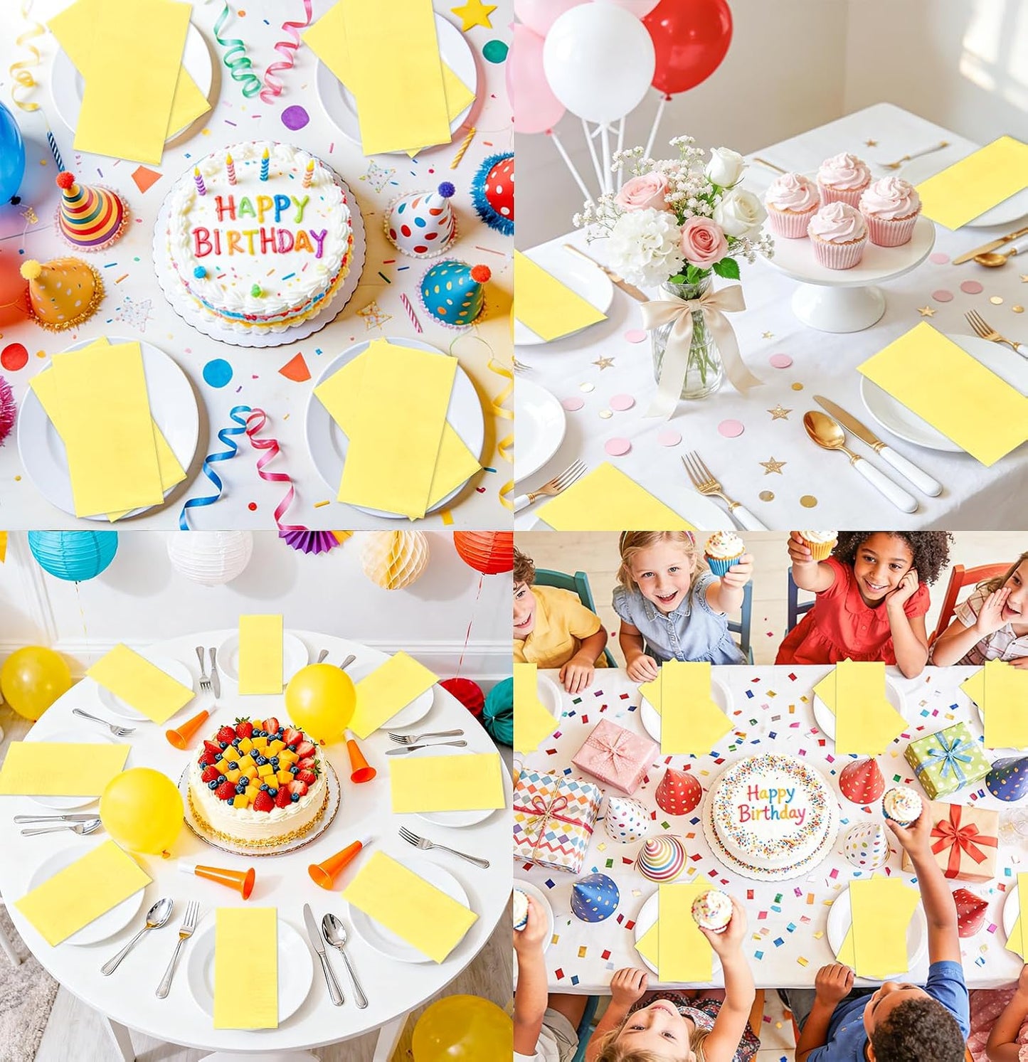 50 Pieces Yellow Dinner Napkins 3-ply Guest Bathroom Napkins Disposable Hand Towels for Bathroom Wedding Birthday Party Yellow Paper Dinner Napkin