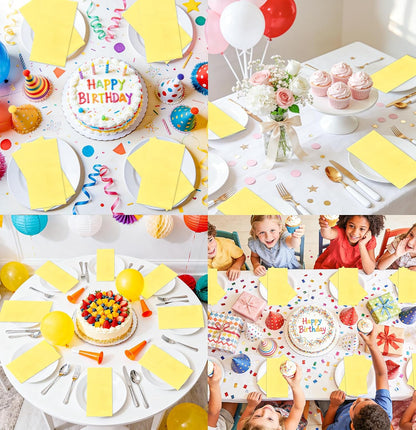 50 Pieces Yellow Dinner Napkins 3-ply Guest Bathroom Napkins Disposable Hand Towels for Bathroom Wedding Birthday Party Yellow Paper Dinner Napkin