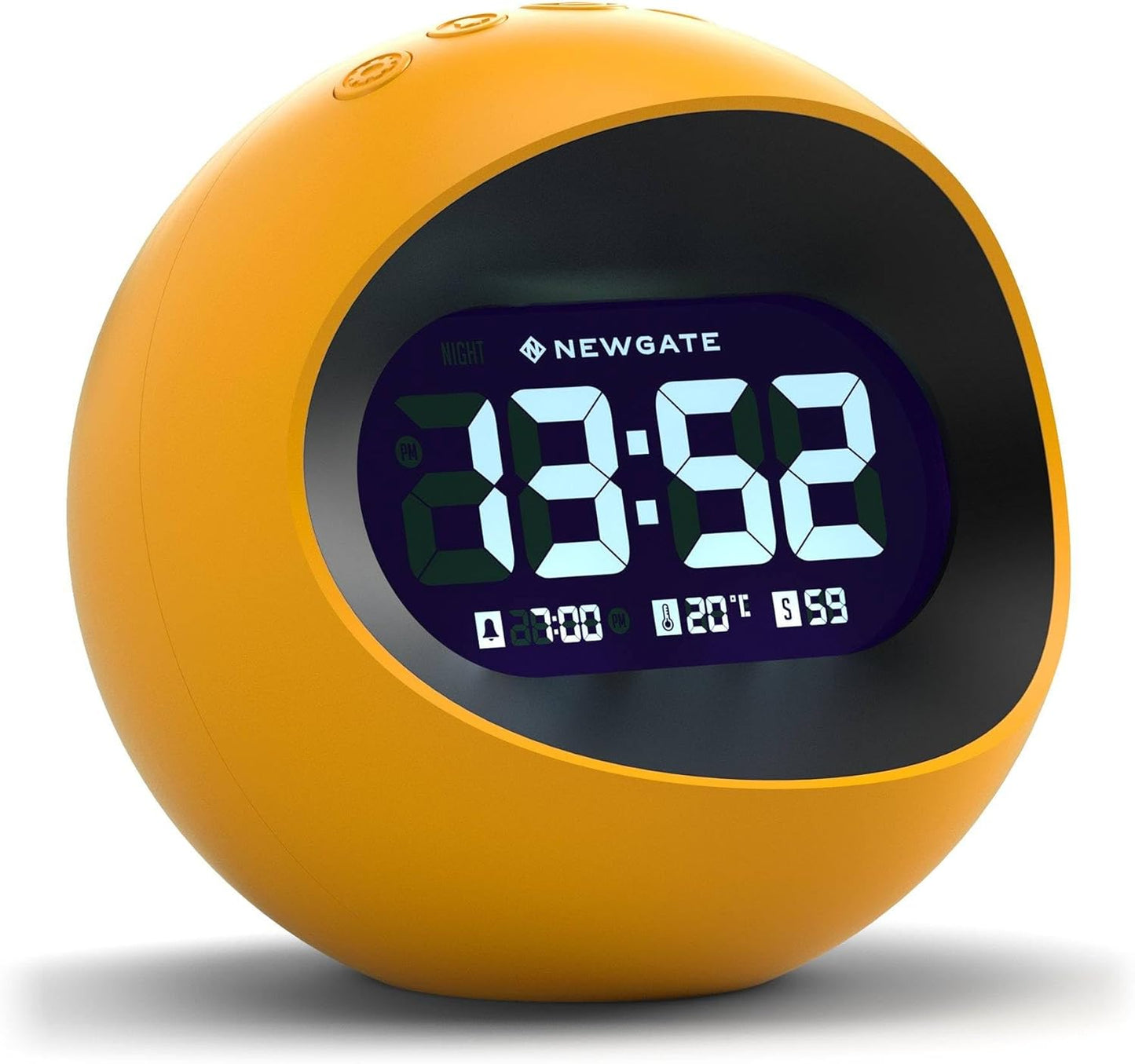 ® Centre of the Earth Alarm Clock | Round Retro Digital LCD Clock | Yellow | Ideal for Bedside, Desk or Shelf | Retro Bedroom & Office Accessory