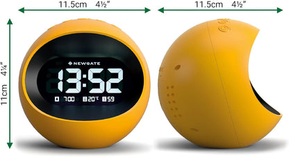 ® Centre of the Earth Alarm Clock | Round Retro Digital LCD Clock | Yellow | Ideal for Bedside, Desk or Shelf | Retro Bedroom & Office Accessory