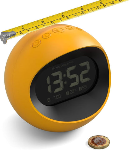 ® Centre of the Earth Alarm Clock | Round Retro Digital LCD Clock | Yellow | Ideal for Bedside, Desk or Shelf | Retro Bedroom & Office Accessory