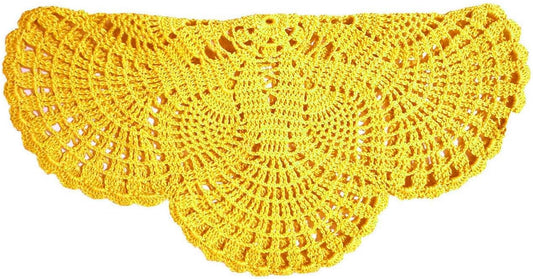 Handmade Crochet Lace Doily 15.5 inches to 17.5 inches Round 6 Petals Flower Placemats Coasters Vintage Doilies Vase Cup Mats (1, Yellow)