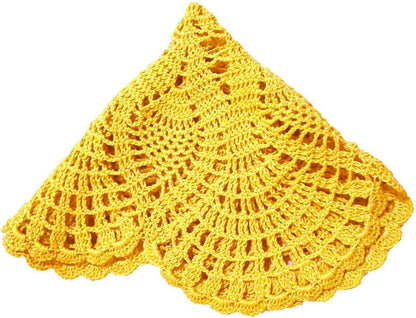 Handmade Crochet Lace Doily 15.5 inches to 17.5 inches Round 6 Petals Flower Placemats Coasters Vintage Doilies Vase Cup Mats (1, Yellow)
