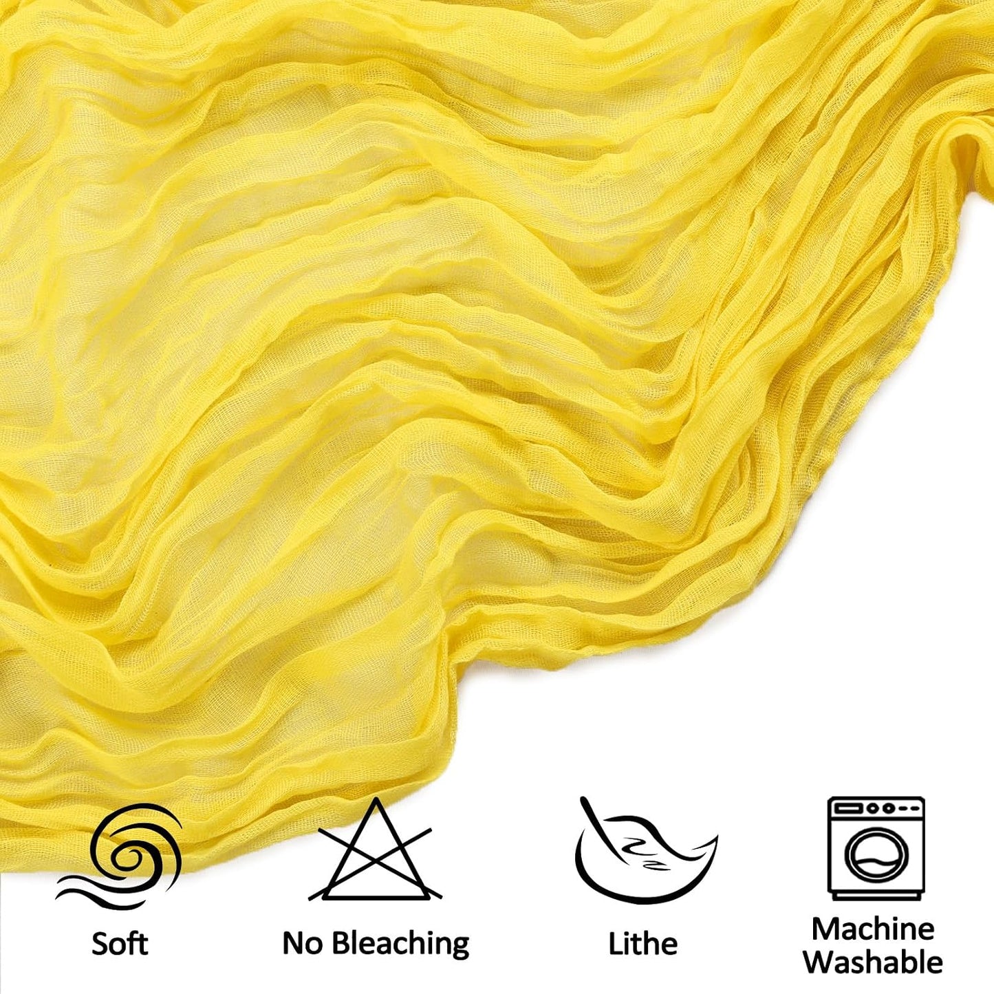 10 Pack Lemon Yellow Cheesecloth Table Runner 17x108 Inch Spring Table Runner Gauze Rustic Boho Cheese Cloth Sheer Table Décor for Wedding Party Holiday Banquet Bridal Baby Shower Decorations
