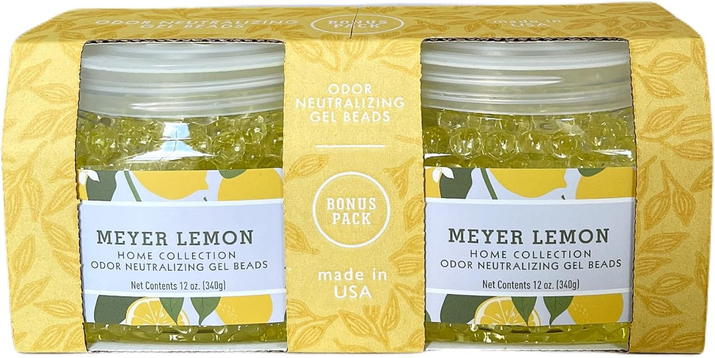 Home Fragrance Odor Absorbing Gel - Air Freshener Absorbs and Eliminates Odors in Bathrooms, Cars, Boats, RVs - Made with Essential Oils - Meyer Lemon (Pack of 2)