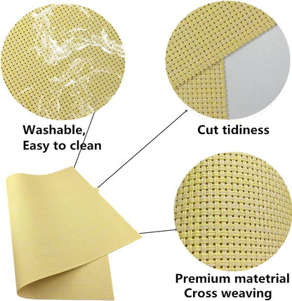 Placemats Easy to Clean Crisscross Woven Vinyl Place Mats Durable Non-Slip Heat Resistant Table Mats Placemats for Kitchen Table Set of 4,Yellow